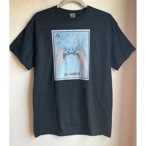 Gildan Dryblend Men’s Sz.Meduim El Gamer Graphic T-Shirt black Loteria